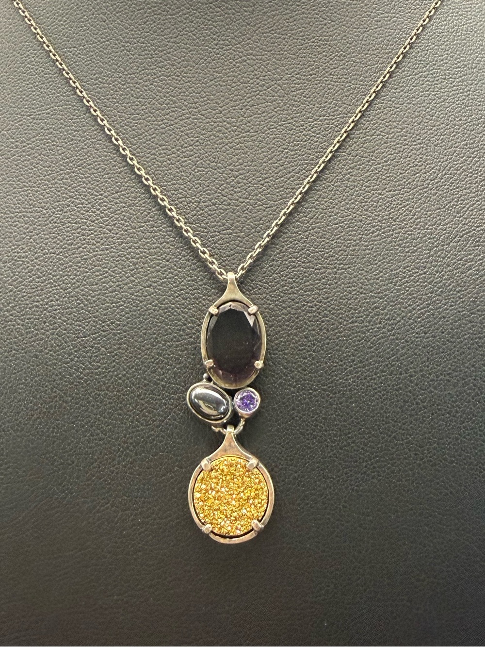 Silpada Retired 925 and Multi Colour Pendant Purple and Honey 26”